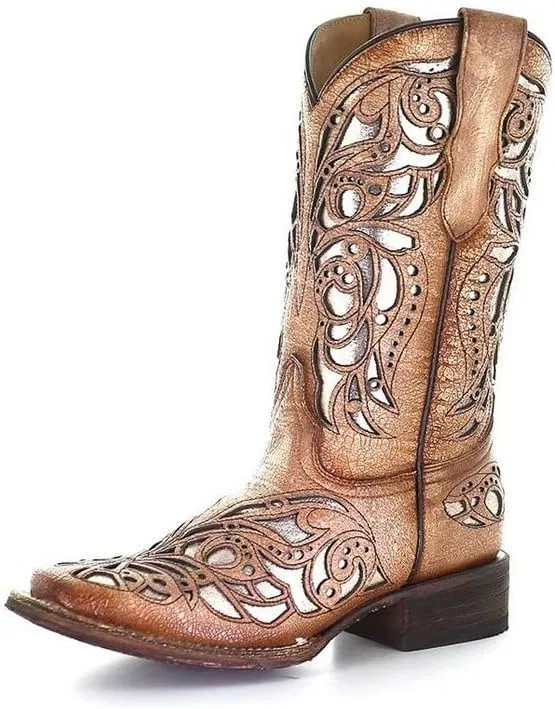 Детские сапоги для девочек с блестящей вставкой Corral Boots, Beige