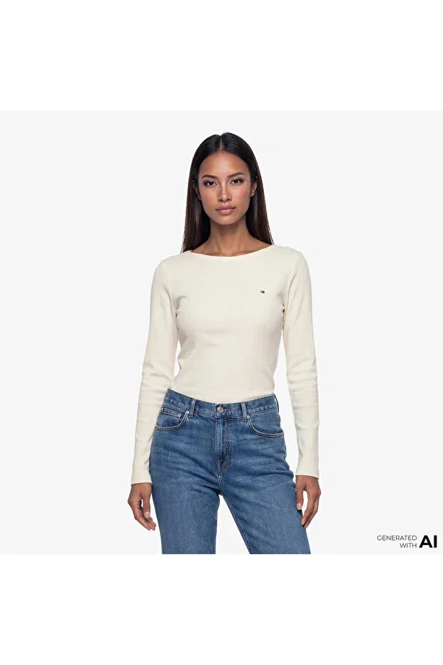 Женская футболка с длинным рукавом Tommy Hilfiger, Beige