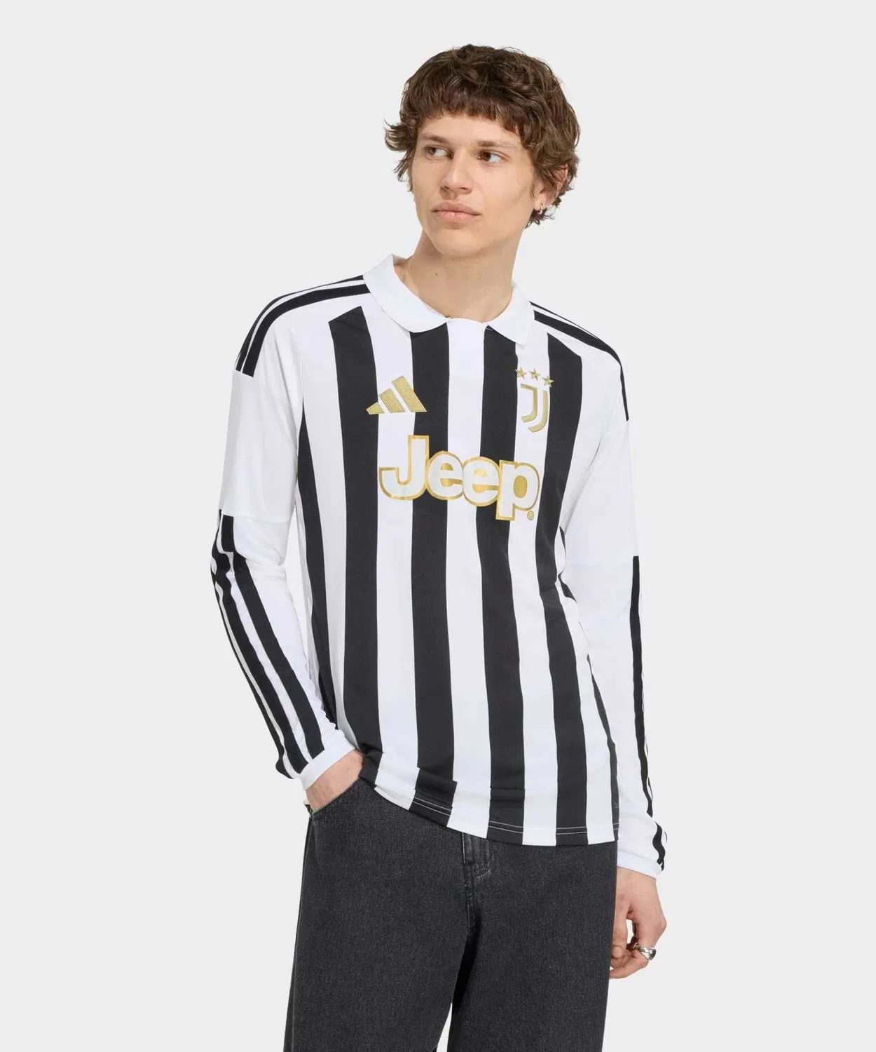 Мужская футболка с длинным рукавомс принтом Juventus 26/27 Home Jersey Adidas, White