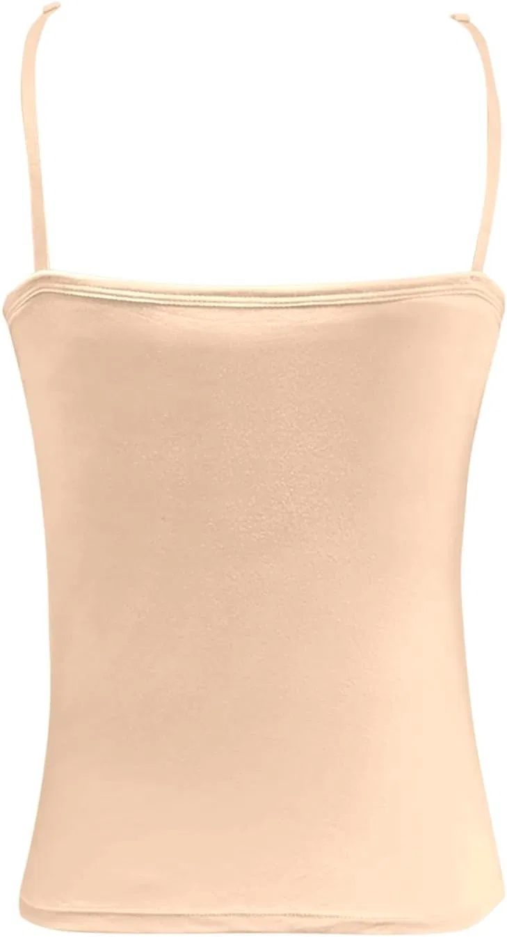 Топ-майка на бретелях с бюстгальтером, женская, 06beige — фото 3
