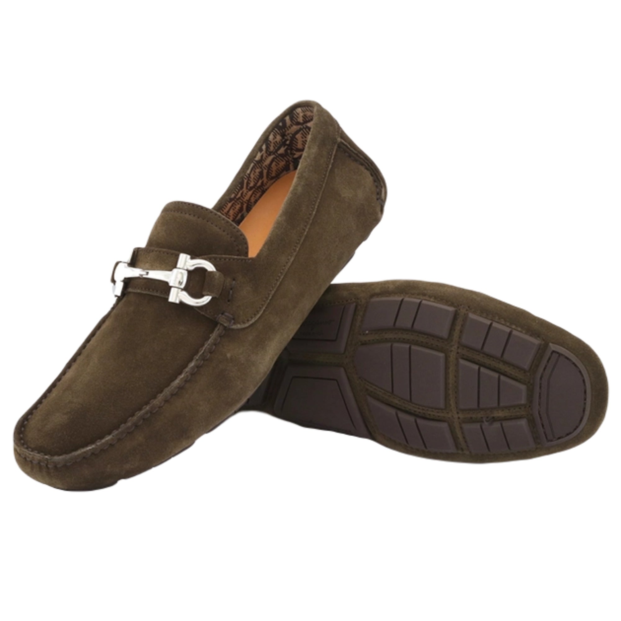 Мужские мокасины Ferragamo Parigi Eco для вождения, зеленые Salvatore Ferragamo — фото 2