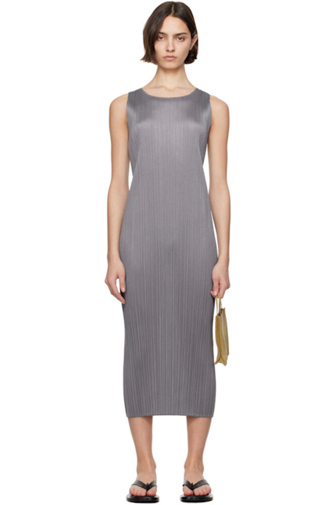 

Серое базовое платье макси PLEATS PLEASE ISSEY MIYAKE