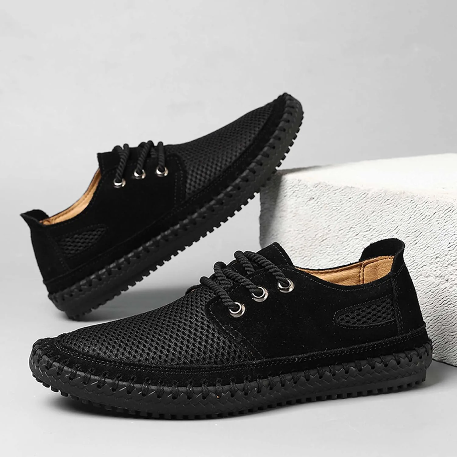 

Мужские повседневные спортивные кроссовки для ходьбы, дышащие, удобные, сетчатые, с мягкой подошвой, повседневные обувь, для улицы, противоскользящие, для походов и альпинизма Generic, черный