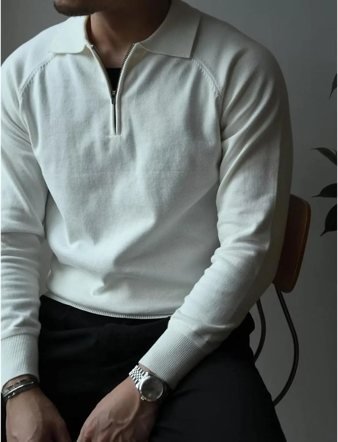Мужской поло-свитер с молнией на четверть Slim Fit — фото 2