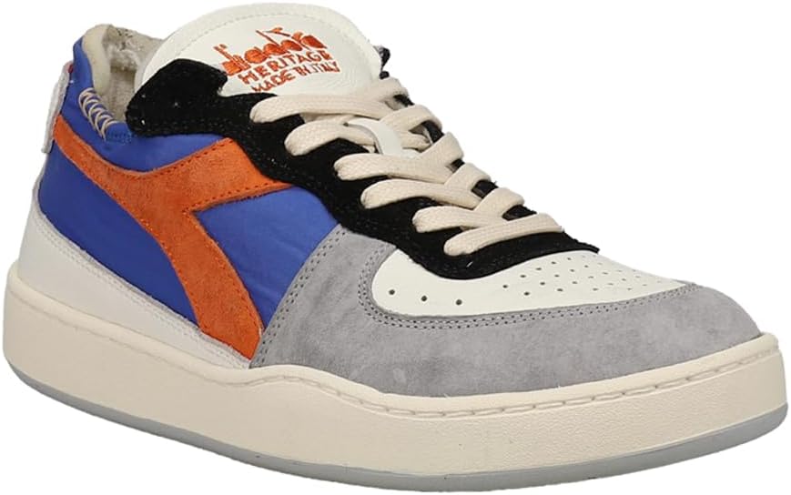 Мужские кроссовки Diadora Mi Basket Row Cut Milk Breakfast на шнуровке, повседневные - серые, разноцветные — фото 2