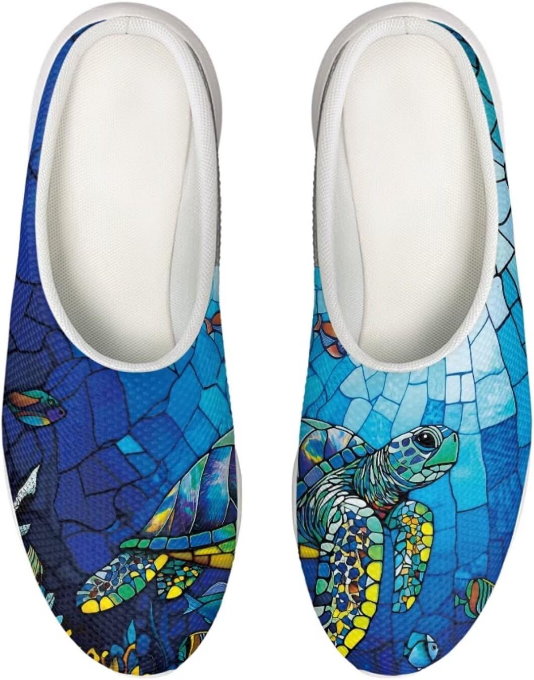 

Женские сабо-клоги Forchrinse Blue Palm Tree с сеткой, легкие для ходьбы, с мягкой поддержкой свода стопы, для работы, ухода за больными, Sea Turtle Printed