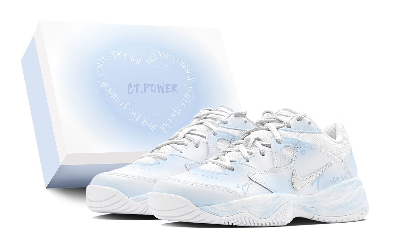 

Nike Кроссовки женские Court Lite 2 Blueberry Sweetheart противоскользящие износостойкие низкие сине-белые, цвет Blue White