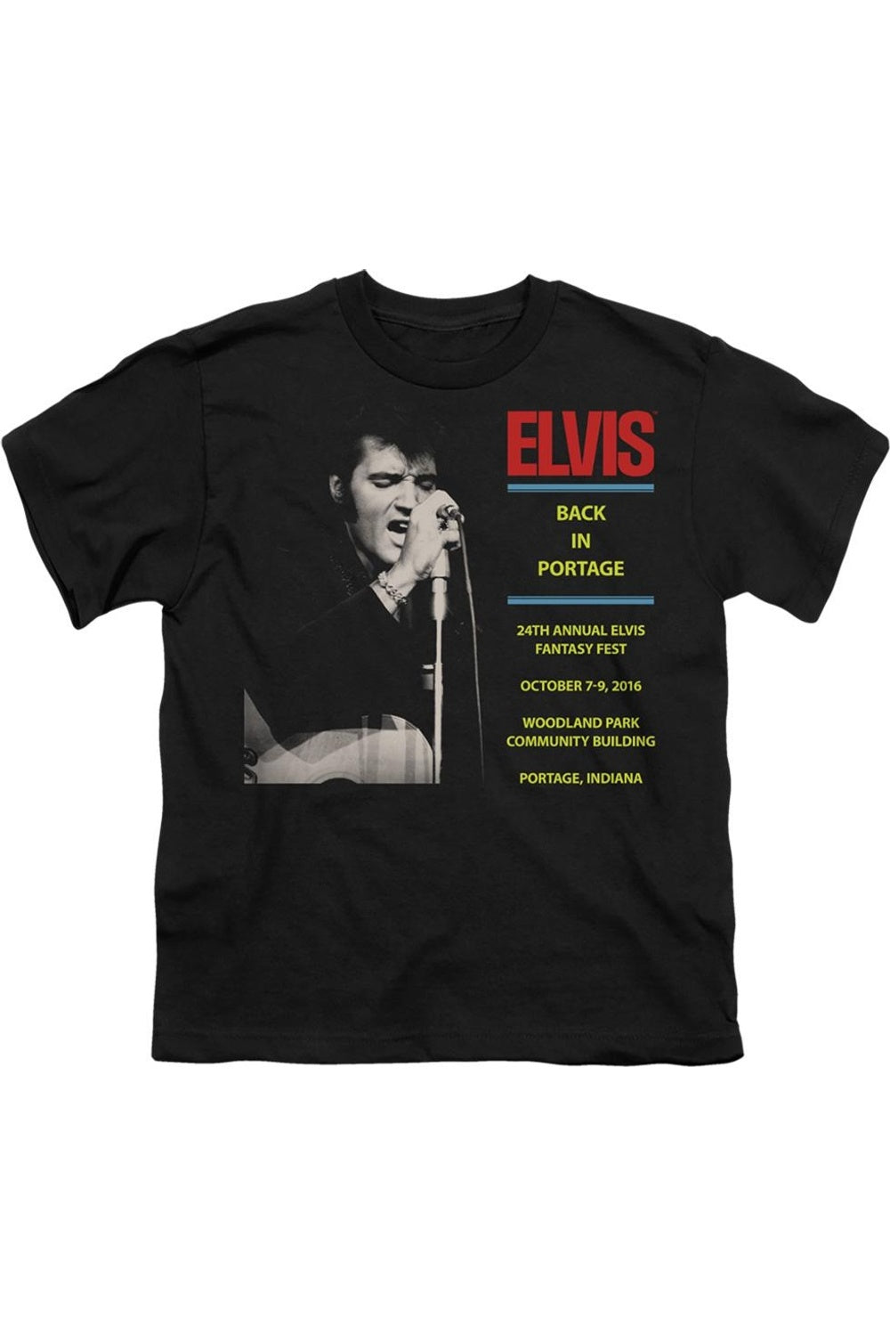 

Футболка с коротким рукавом для детей Elvis Presley Back In Portage Gildan, черный