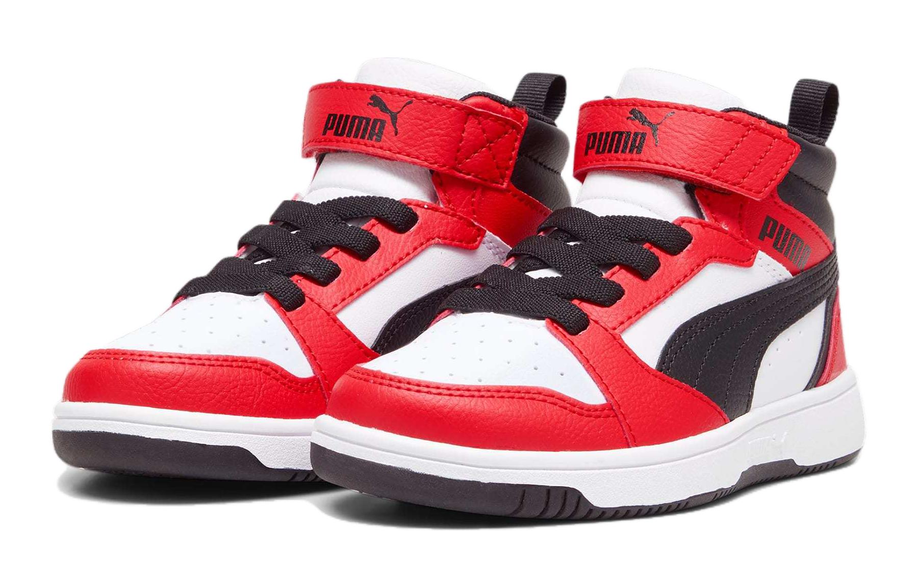 REBOUND Mid Top Детские скейтбординговые кроссовки Красный Белый Kids' PUMA — фото 3