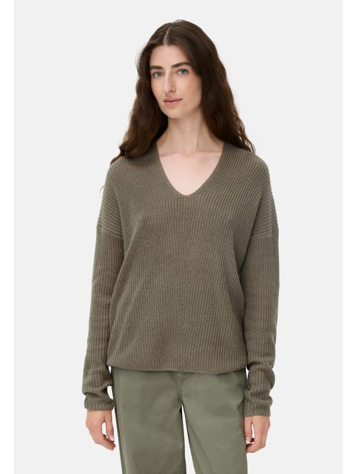 

Вязаный свитер с V-образным вырезом серо-зеленого цвета Camel Active