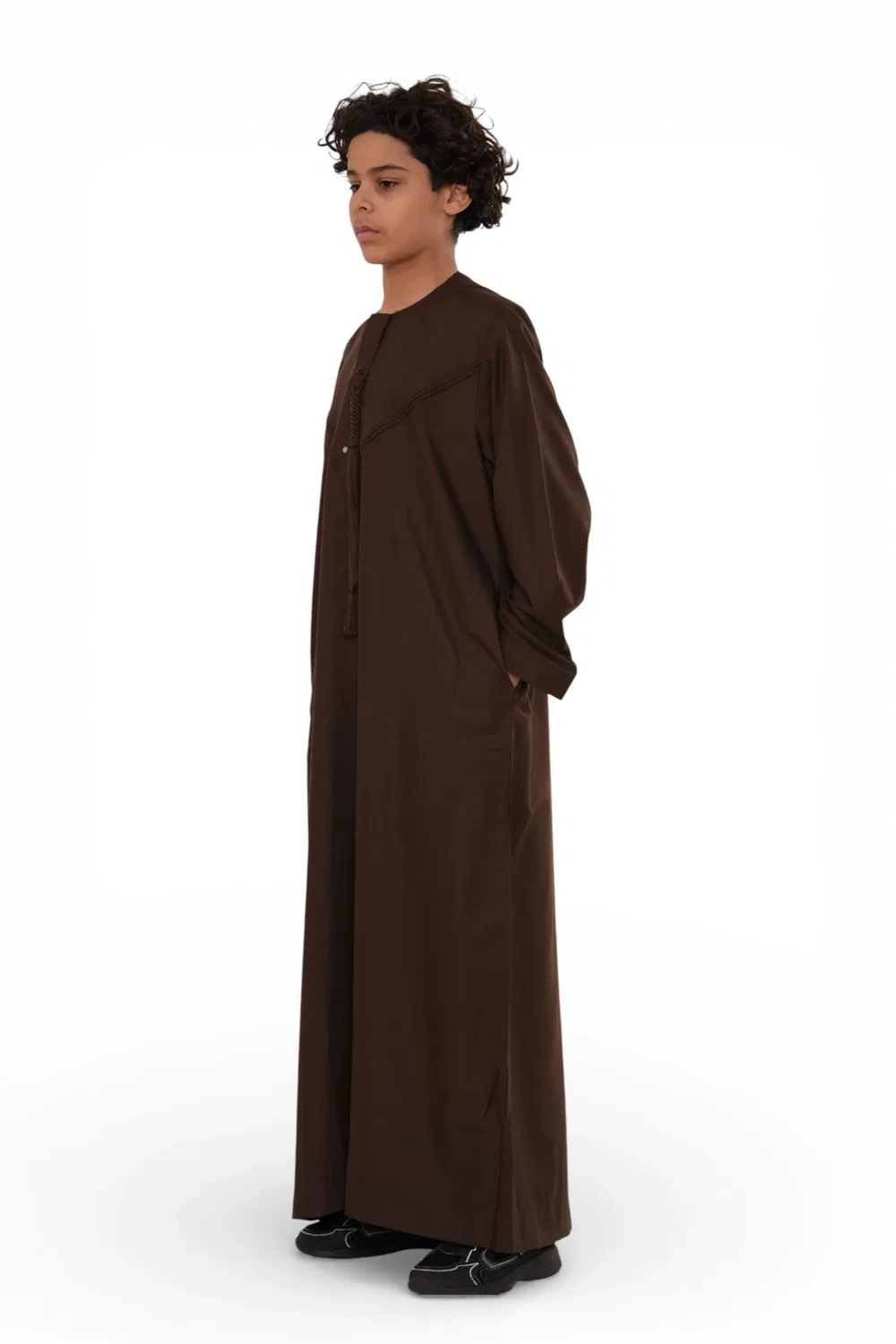 Arabic Thobes Коричневый марокканский халат Джубба для мальчиков для мальчиков Джеллаба Рамадан Ид Тобе - K-HM11 — фото 4
