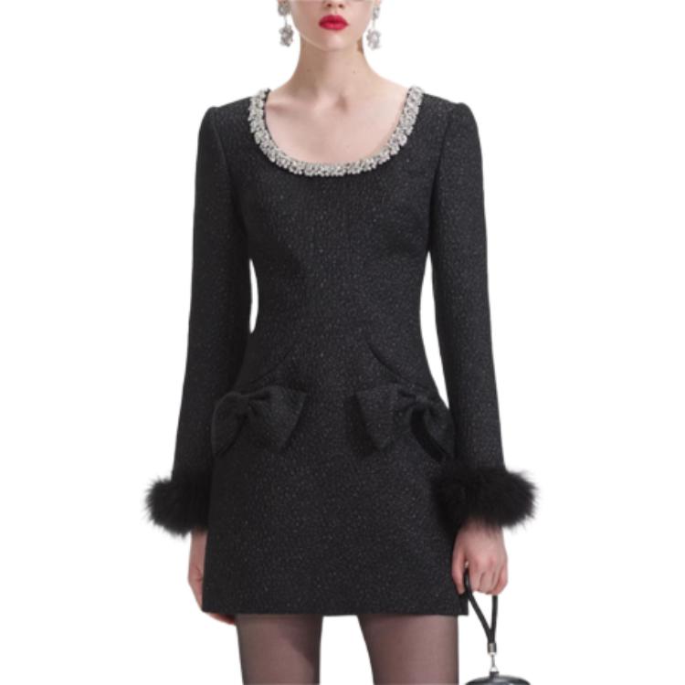 

Self-portrait Женское классическое черное платье с длинными рукавами Self Portrait