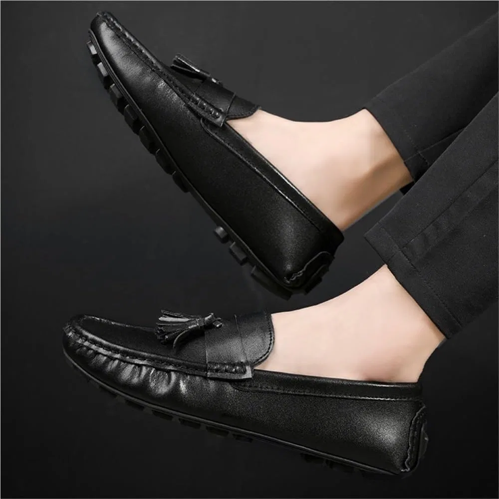 Мужские лоферы Leather Loafers, Black DHFIRUFSHLO — фото 2