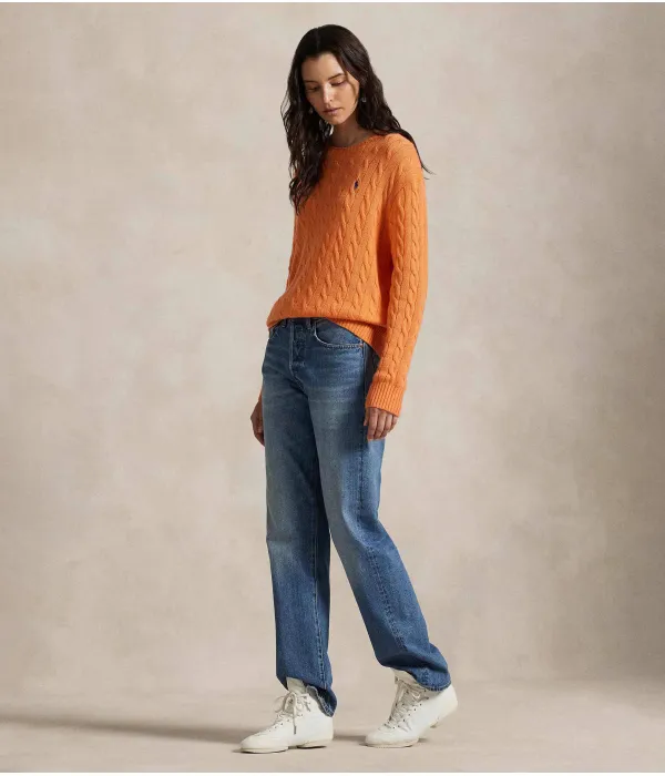 Шерстяной свитер Loose fit Polo Ralph Lauren, оранжевый — фото 2