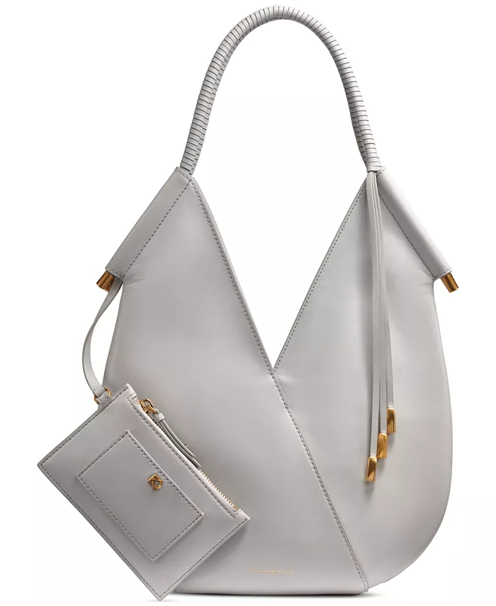 

Сумка Baldwin Shoulder с кожаной оберткой и круглой ручкой Donna Karan New York, серый