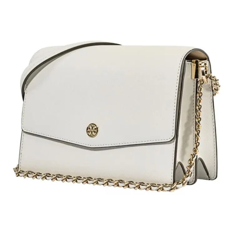 

TORY BURCH Кожаная сумка через плечо Robinson женская белая берёза