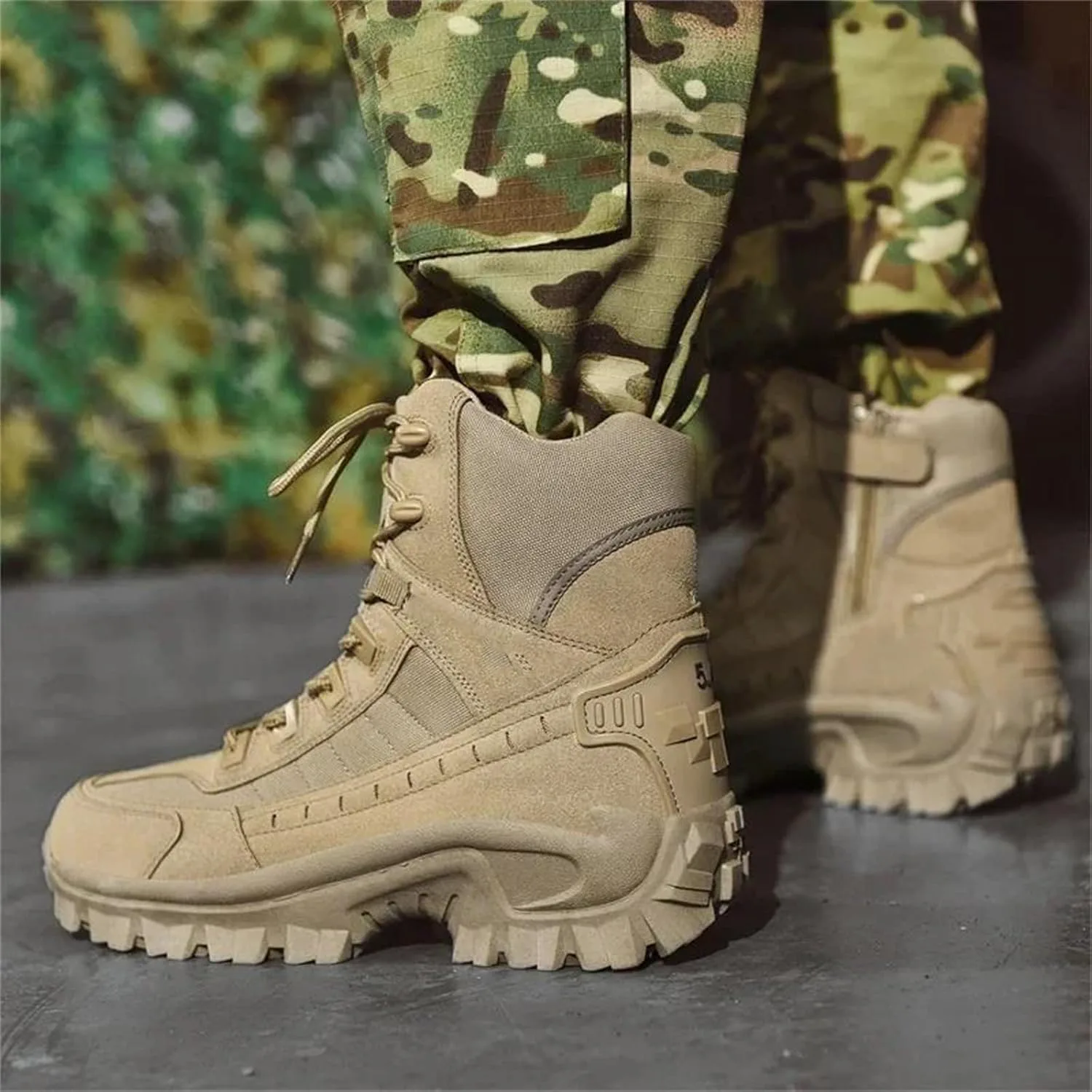Мужские водонепроницаемые ботинки Alloaone с запрессовкой, средней длины, британского стиля, из искусственной кожи, с высоким голенищем для работы на открытом воздухе и походов, коричневый — фото 4