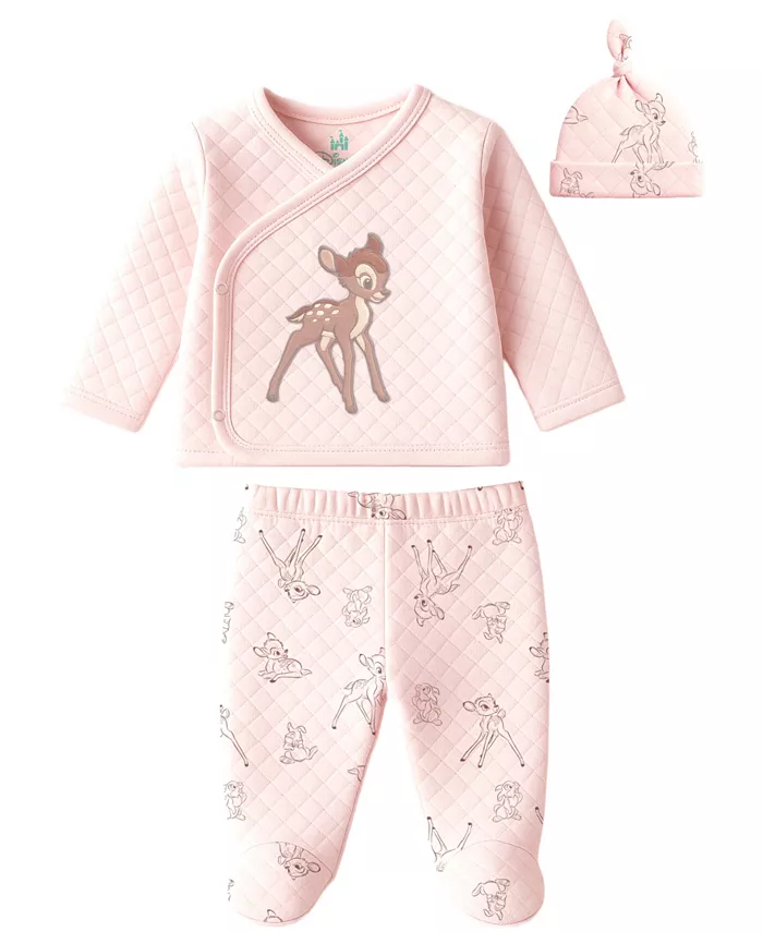 

Комплект для девочек из 3 предметов: топ с длинными рукавами Bambi, штанишки и шапочка Disney, розовый