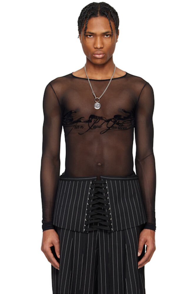 

Черная футболка «The Flocked Tattoo Ruban» Jean Paul Gaultier