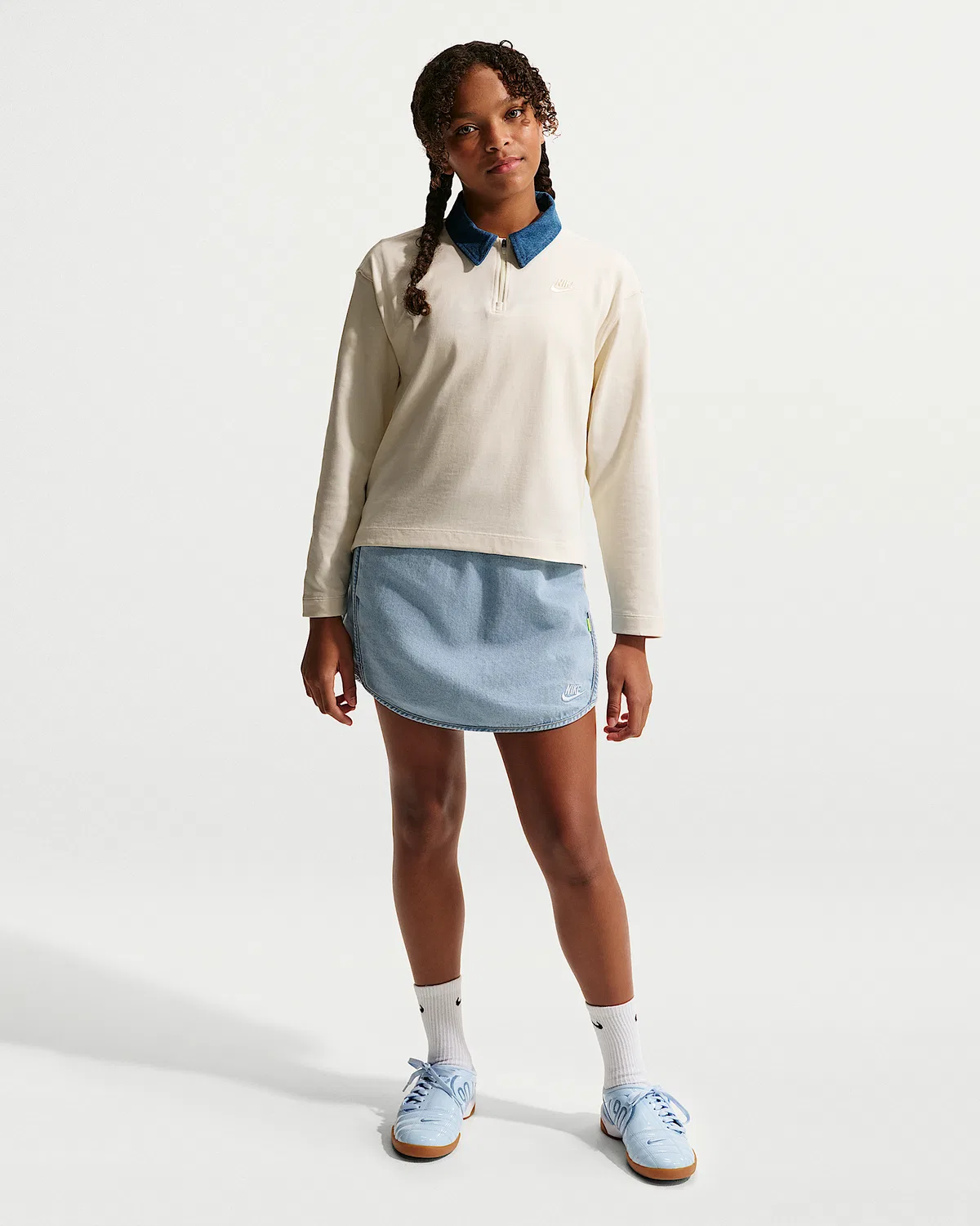Детская джинсовая юбка Nike Sportswear Collection, Light Armory Blue/Light Armory Blue/Wheat/Light Armory Blue