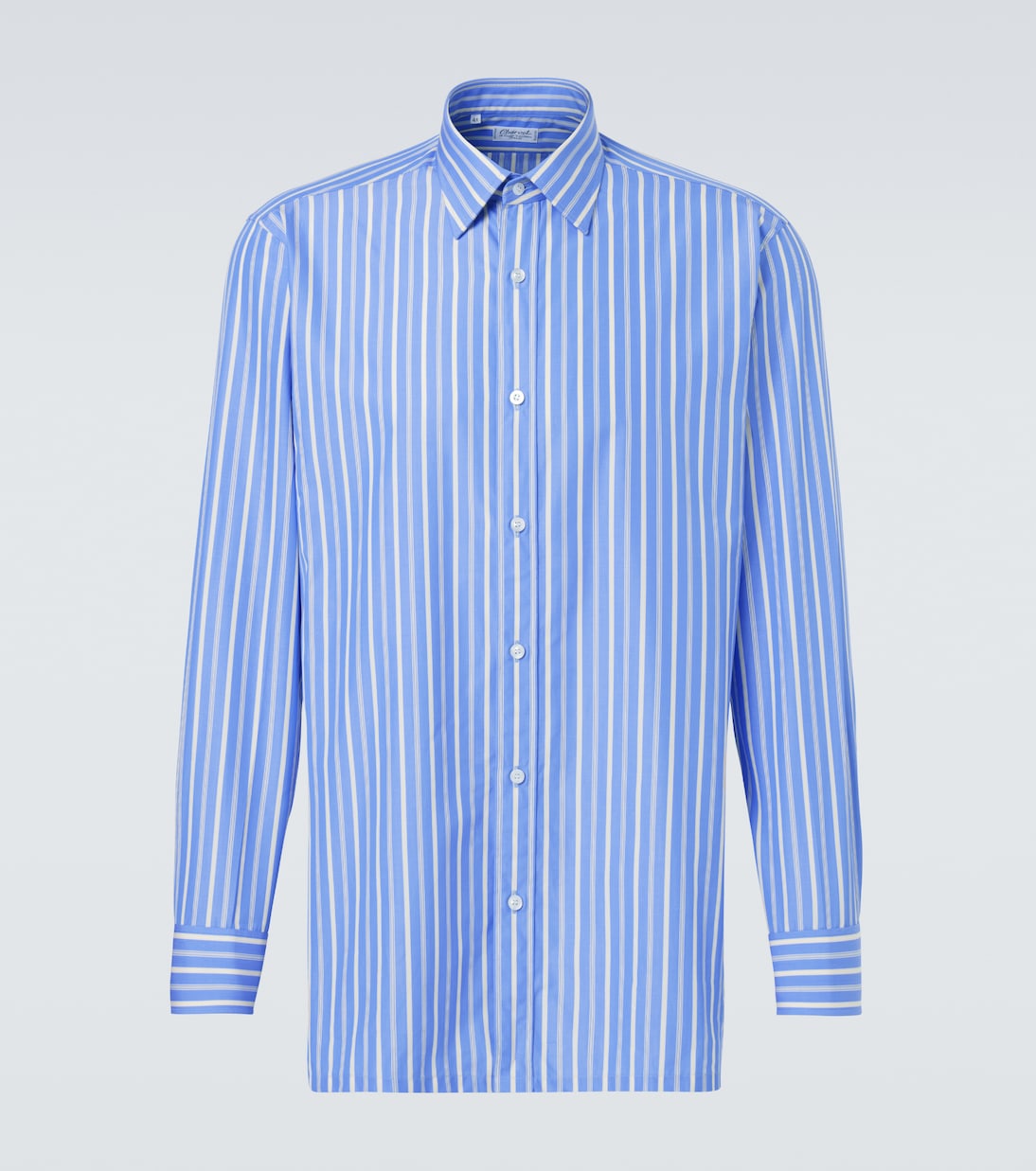 

Полосатая хлопковая поплиновая рубашка Charvet, Blue Yellow Stripe