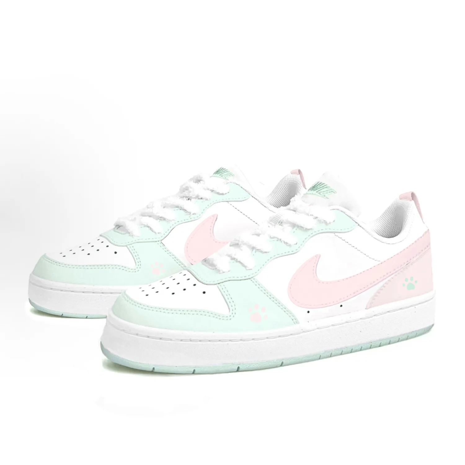 Nike Кроссовки для скейтбординга Court Borough Peach Meow Paw с амортизацией и износостойкой подошвой, низкие, розово-зеленые — фото 4