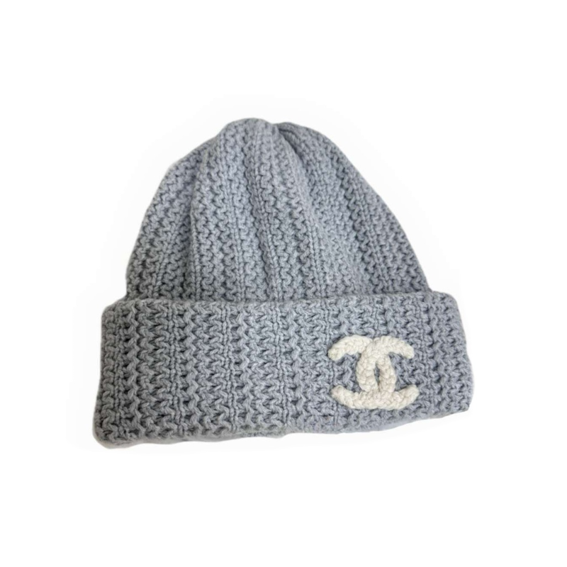 

CHANEL Женская кашемировая шапка голубая, Blue