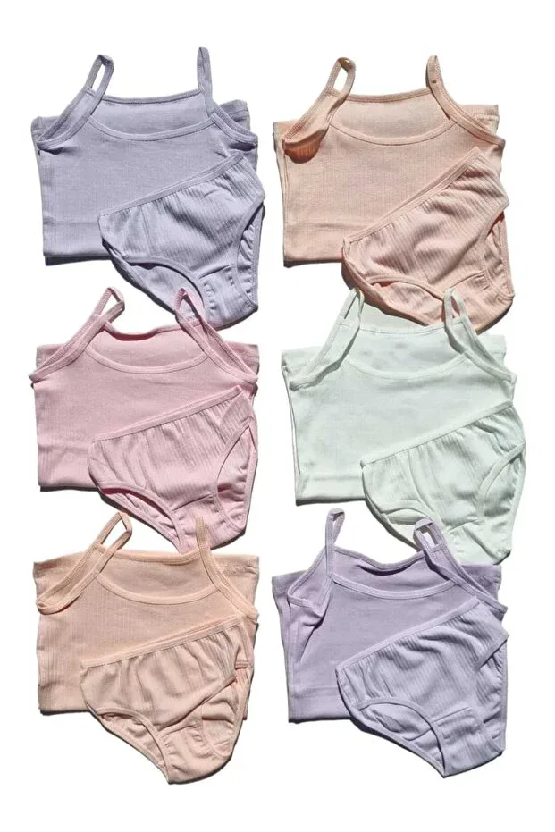 Детский комплект трусов для девочек 6-Piece premium corded combed cotton athlete panties set for girls - rope strap Tezzgelsin, Colored