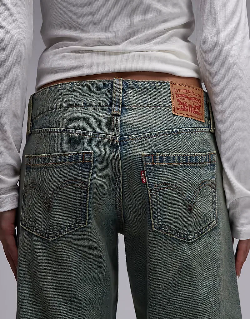 Джинсы Levi's Superlow свободного кроя в стиле гранж с эффектом перекрашивания — фото 4