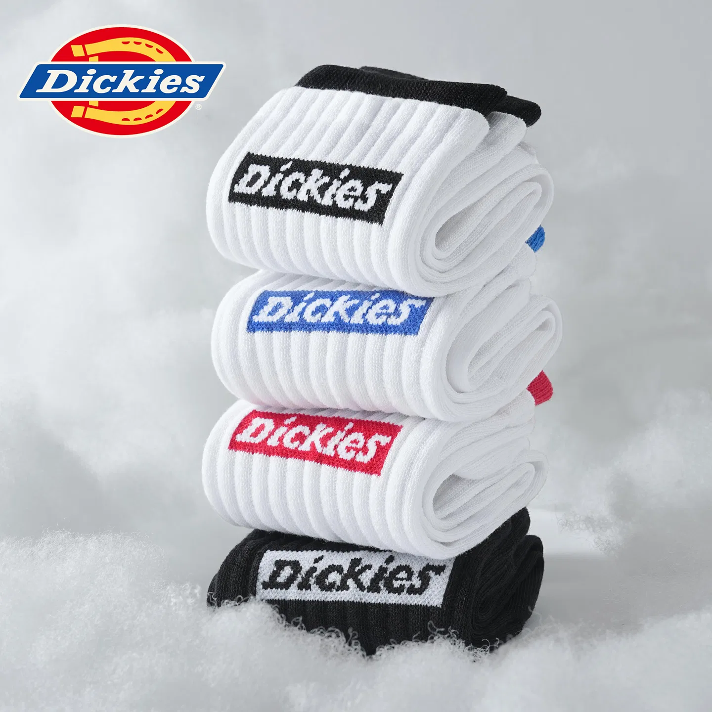 Детские носки-гольфы с принтом, комплект из 3 пар, Dickies, White Black/Black White Red — фото 4