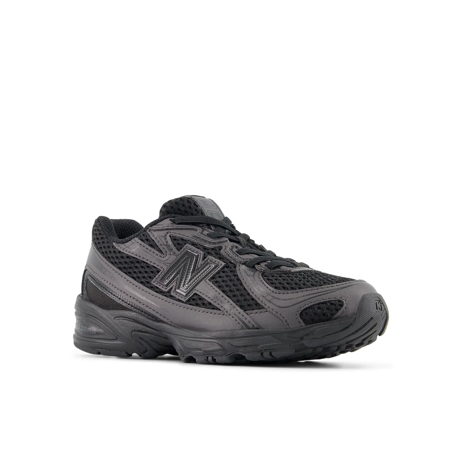 Детские кроссовки на шнурках с сетчатым верхом 740 Bungee Lace New Balance, Black Cement — фото 2