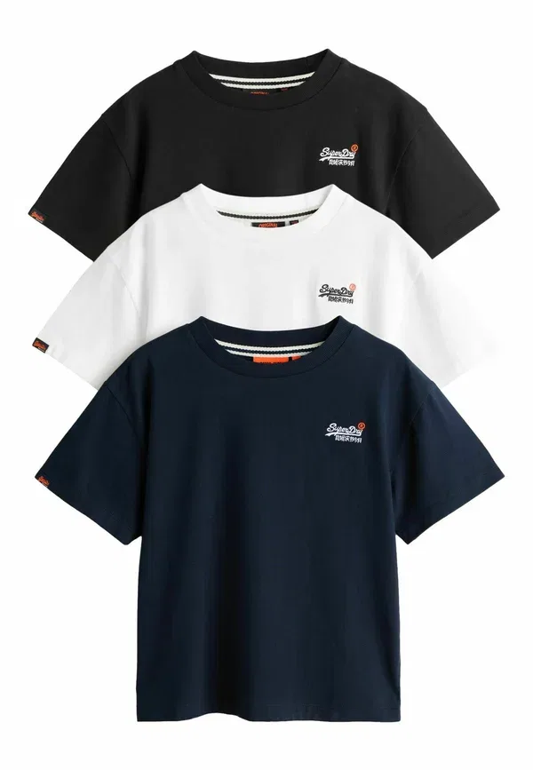 Футболка с вышивкой Regular fit t-shirts 3 pack Superdry & Co, White, белый/черный