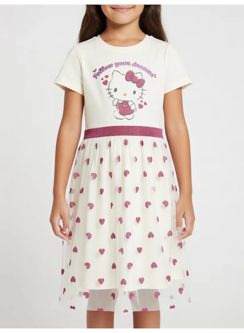 Платье с юбкой из тюля Hello Kitty, кремовый — фото 3