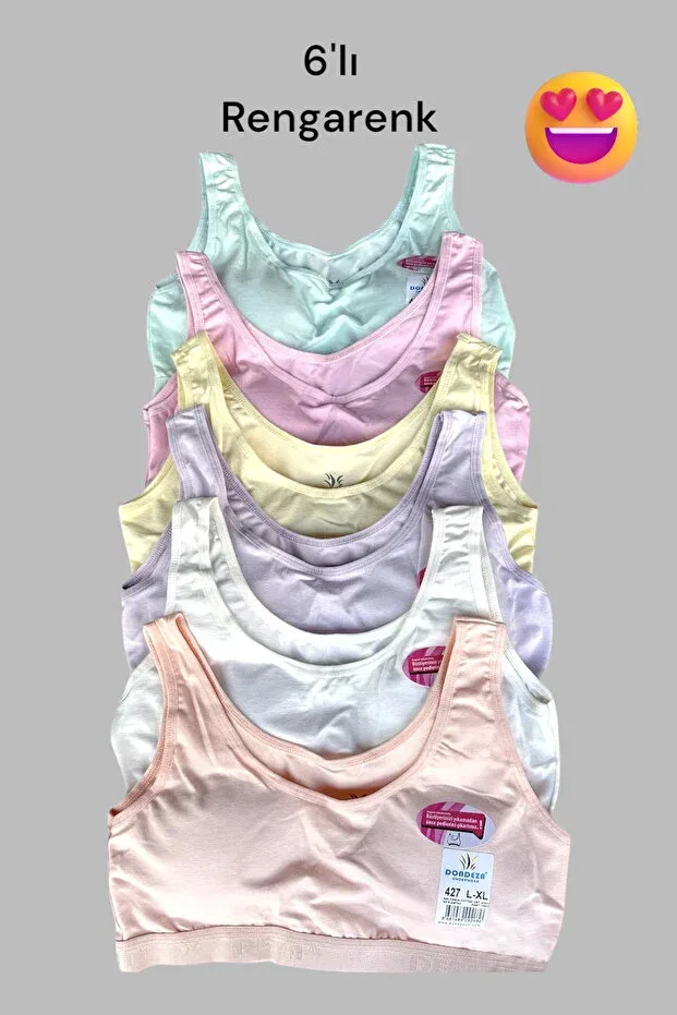 Детская полумайка для девочек с толстыми бретельками 6 шт Dondeza, Pastel Colors