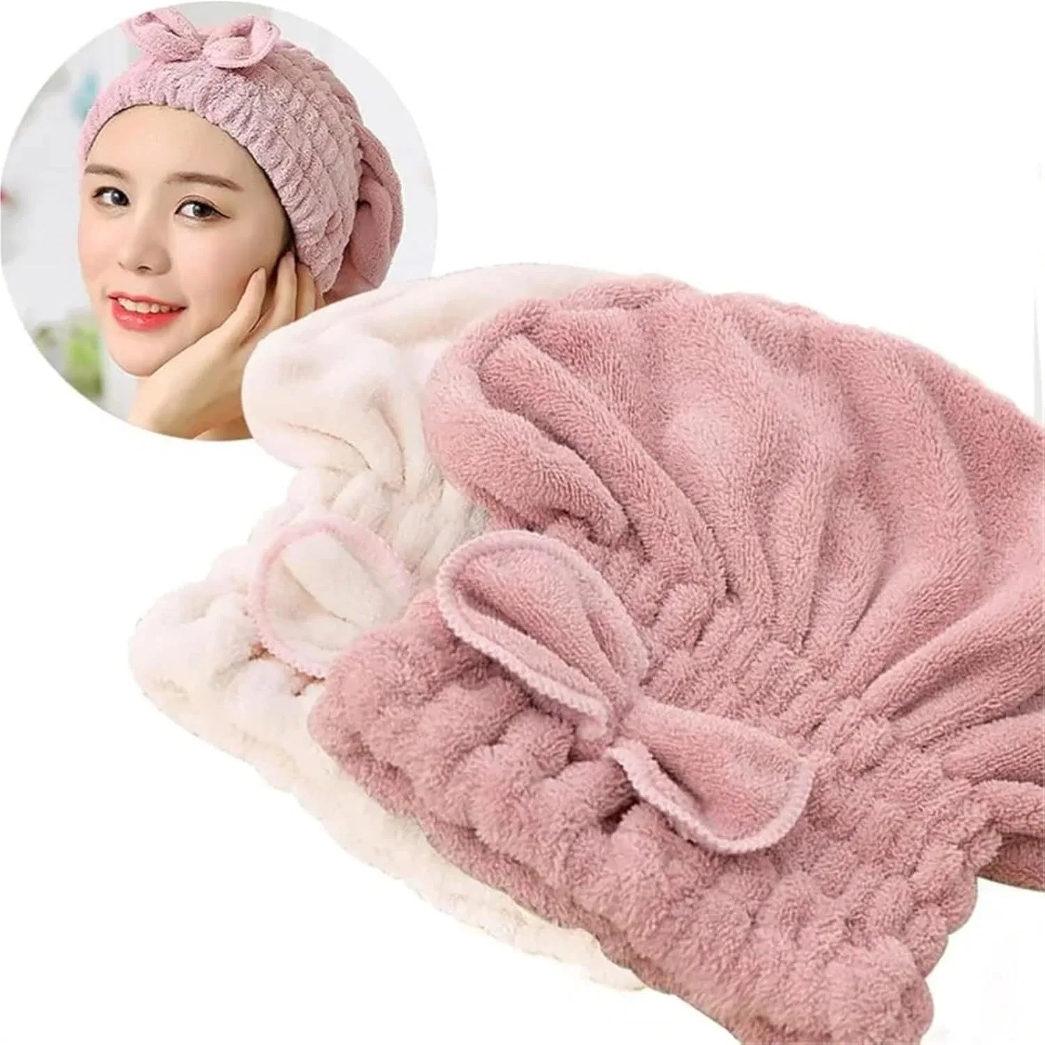 Шапочка для душа, впитывающая, быстросохнущая, Himscev, 2 шт, WHITE — фото 2