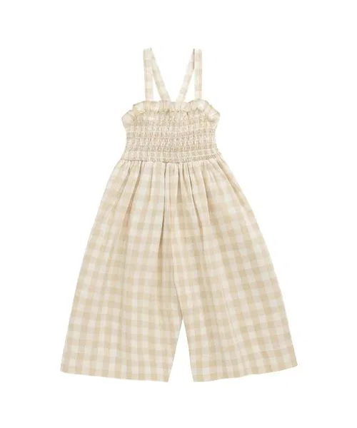 Детский комбинезон с принтом Gingham Pale Khaki JAMIE KAY, Light Beige — фото 3