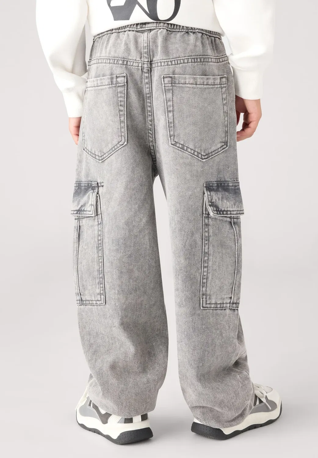 Джинсы карго широкие с кулиской - брюки карго Terranova, Grigio Denim — фото 3