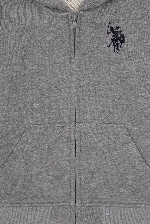 Детское худи на молнии с капюшоном для мальчиков U.S. Polo Assn., Gray Melange — фото 3