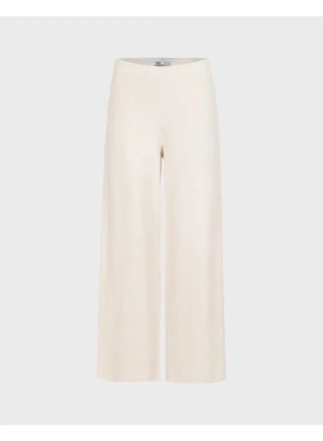 Брюки трикотажные широкие Zara, белый