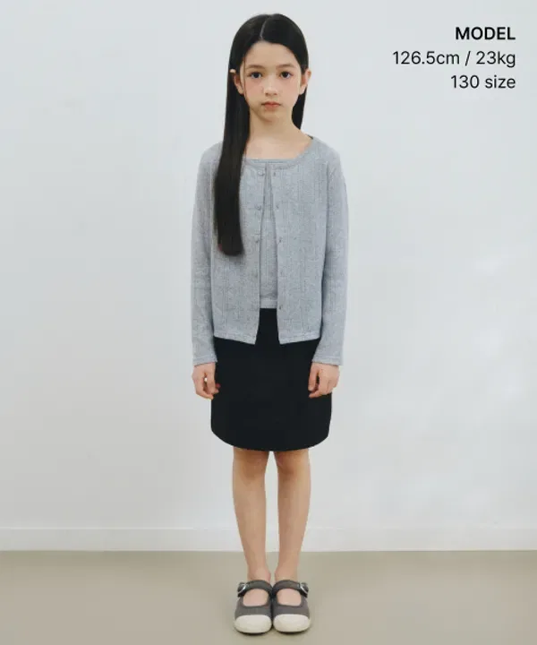 Кардиган-сет с безрукавкой, Musinsa Standard Kids, меланжевый серый — фото 2