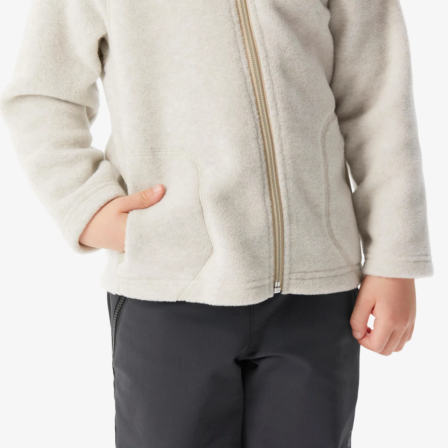 Детская флисовая куртка с молнией MH100 Quechua, Beige — фото 4