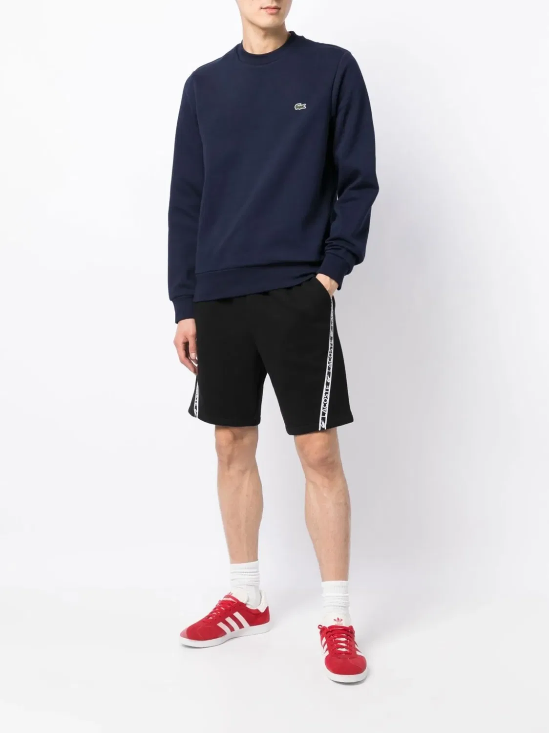 Свитшот с лейблом из хлопка Lacoste, темно-синий — фото 4