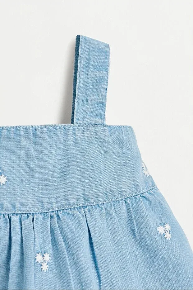 Детское платье для девочек джинсовое Embroidered Denim Top Lefties, Light Blue — фото 3