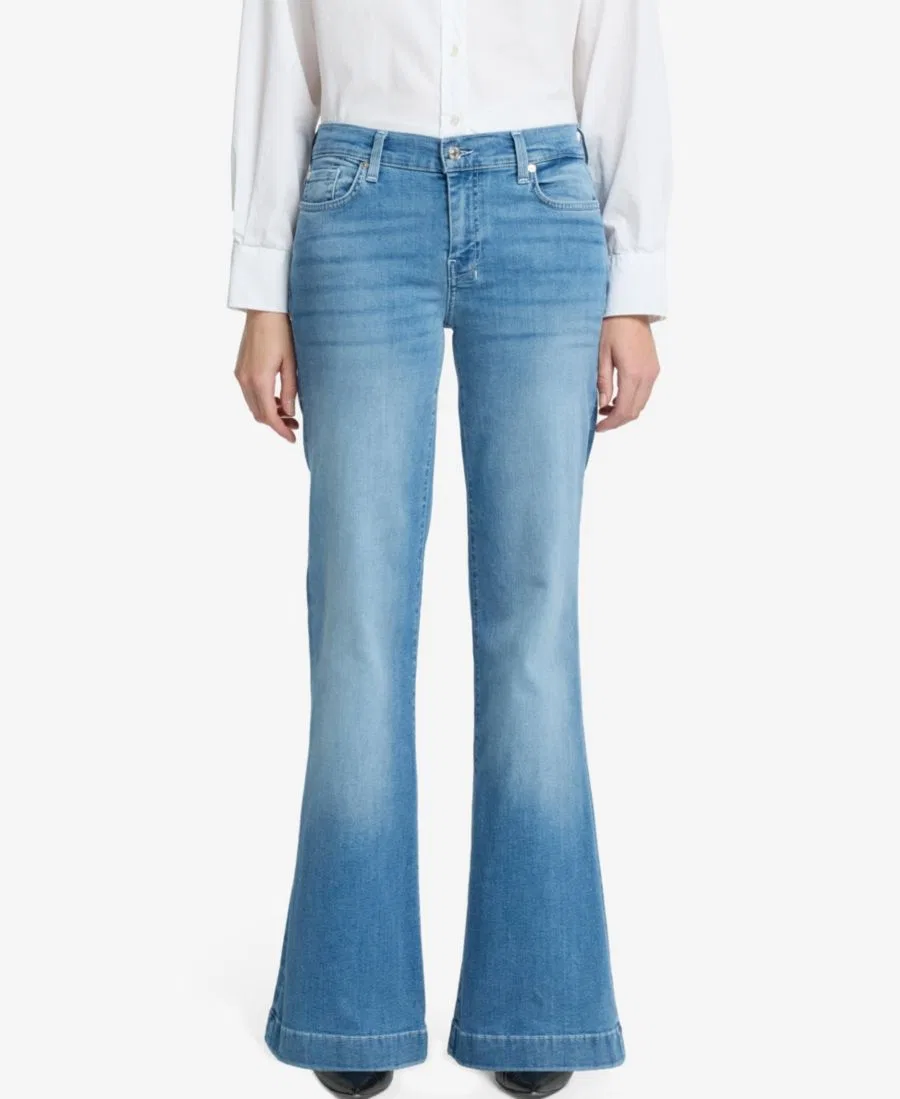 Джинсы клеш с высокой талией Dojo Tailorless Mid-Rise Flare Jeans 7 For All Mankind, Ideal