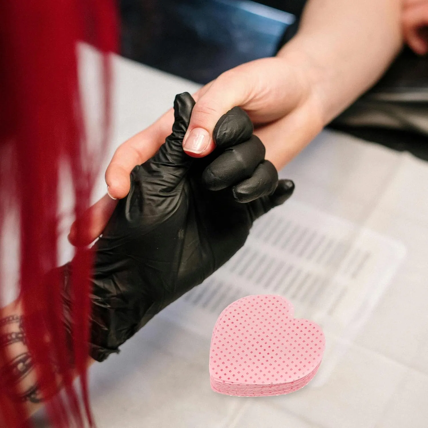 Салфетки для снятия лака Heart Shaped MAGICLULU, 200 шт, Розовый — фото 4