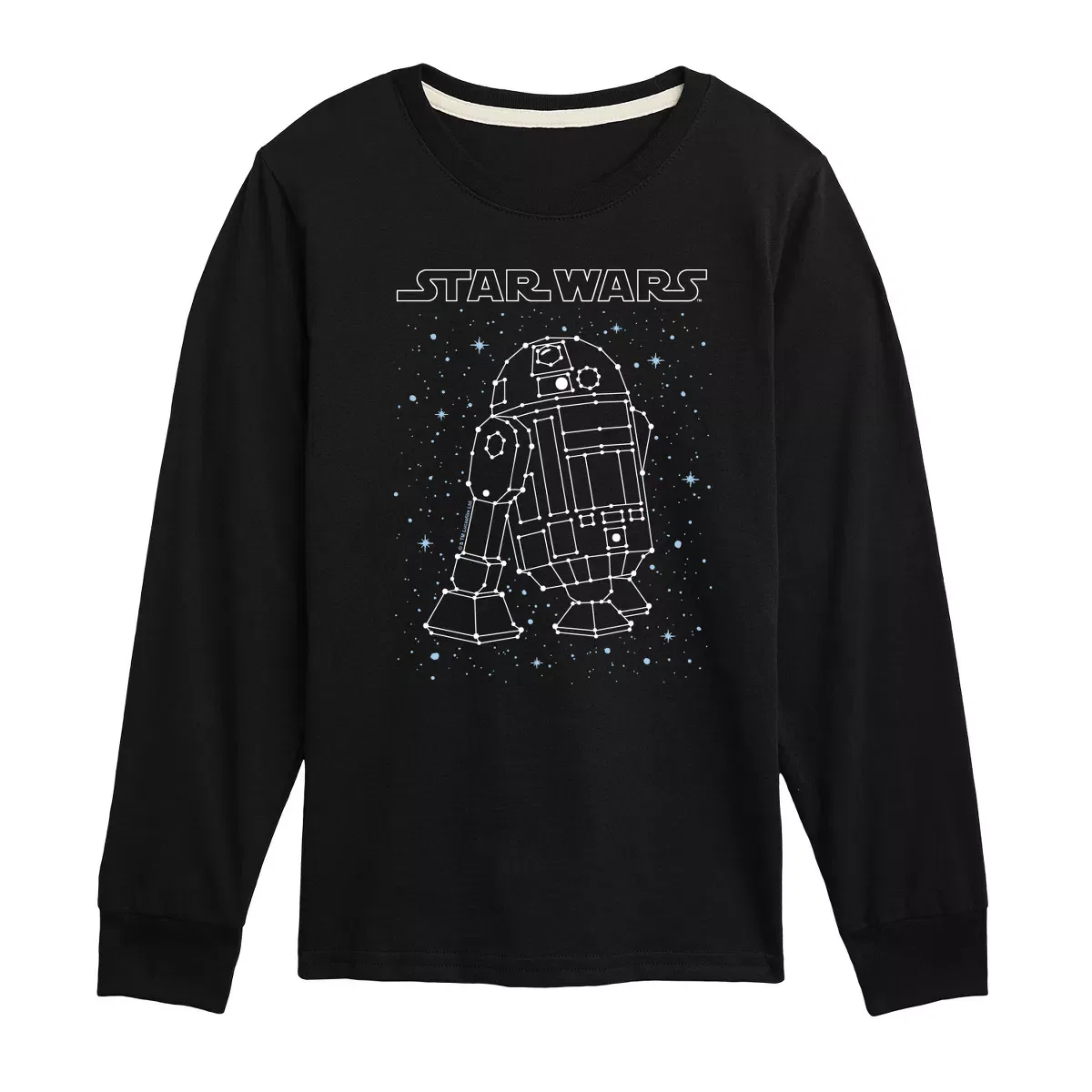 Детское лонгслив с принтом Star Wars R2D2 Constellation, Star Wars, Black
