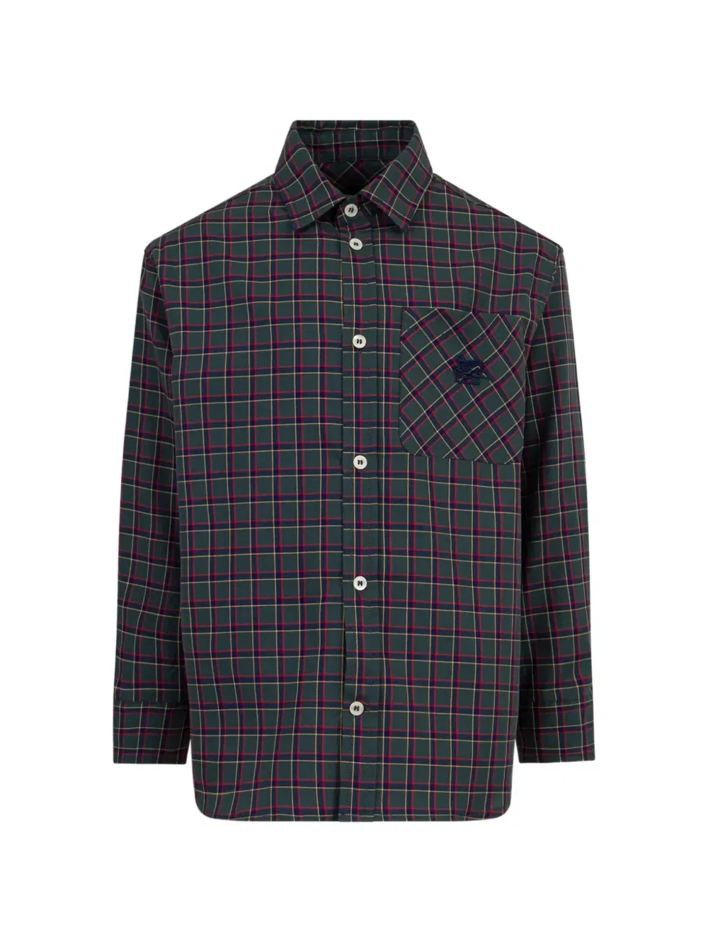 Хлопковая рубашка в клетку Etro Kids, зеленый
