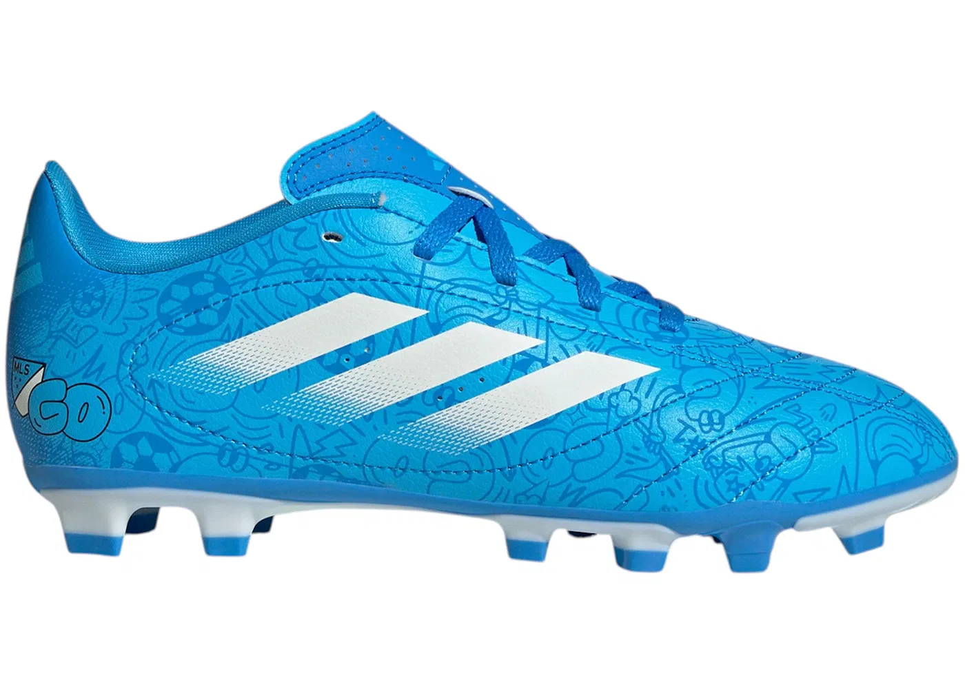 Детские бутсы с шипами Adidas Goletto IX FG/MG, Lucid Aquamarine/Zero Metalic/Lucid Ray Blue