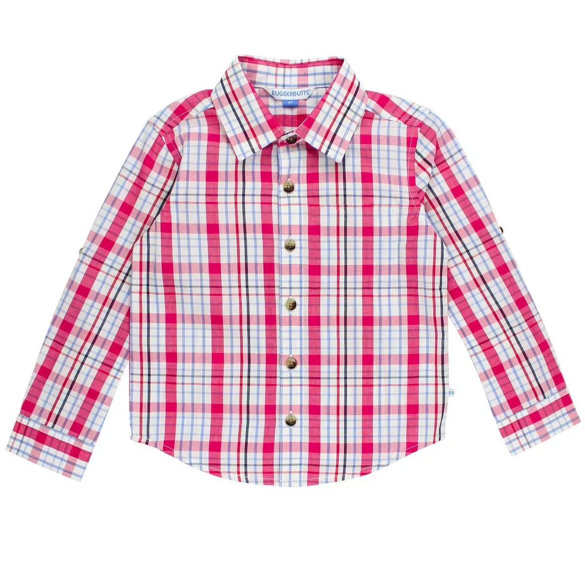 Детская рубашка с длинным рукавом RuggedButts, Lincoln Plaid