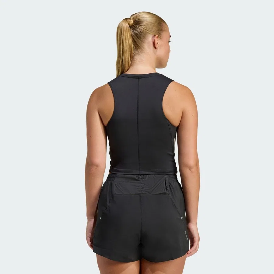 Женский топ для бега с принтом Iconic Running Crop Tank adidas, Белый — фото 2